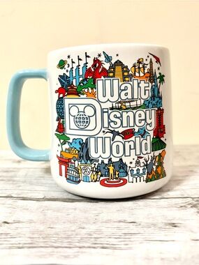 Disney Multi-Color Walt Disney World Ceramic Mug with Light Blue Handle